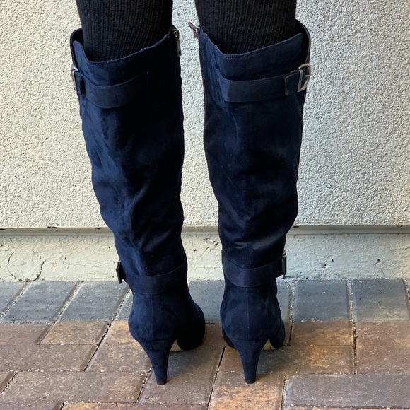 Anthropologie Shoes Adjustable Wide Calf Kitten Heel Knee High